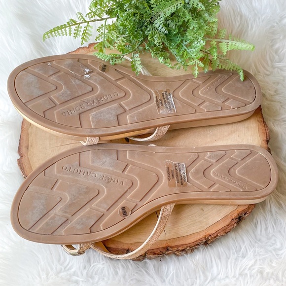 Vince Camuto Eddinal Metal Beige Sandal Gold 10 - Picture 4 of 6